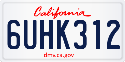 CA license plate 6UHK312