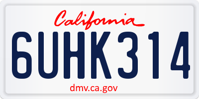 CA license plate 6UHK314