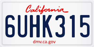 CA license plate 6UHK315