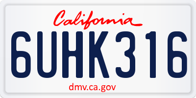 CA license plate 6UHK316