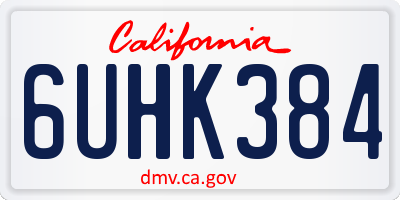 CA license plate 6UHK384