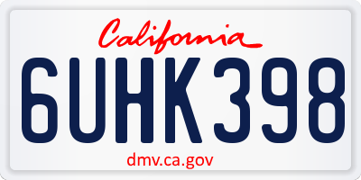CA license plate 6UHK398