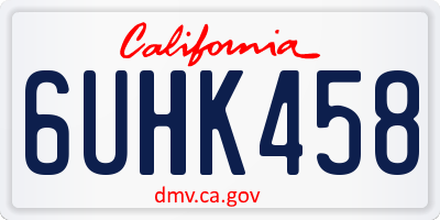 CA license plate 6UHK458