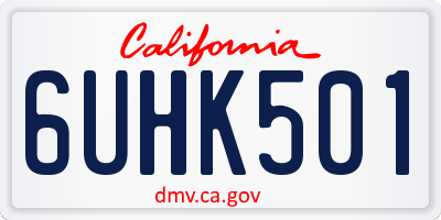 CA license plate 6UHK501