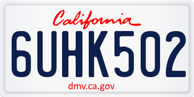 CA license plate 6UHK502