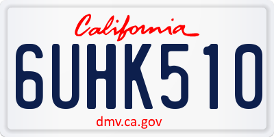 CA license plate 6UHK510