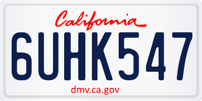 CA license plate 6UHK547