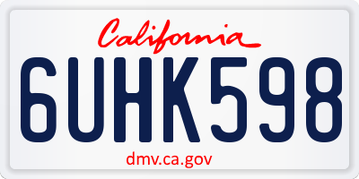 CA license plate 6UHK598