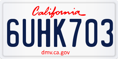 CA license plate 6UHK703