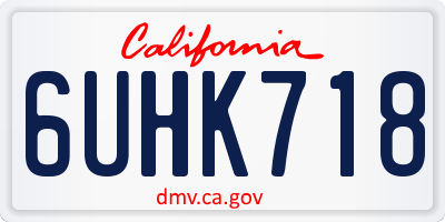 CA license plate 6UHK718