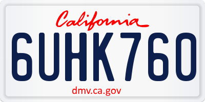 CA license plate 6UHK760