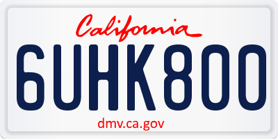 CA license plate 6UHK800
