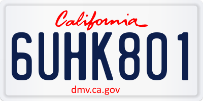 CA license plate 6UHK801