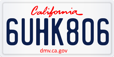 CA license plate 6UHK806