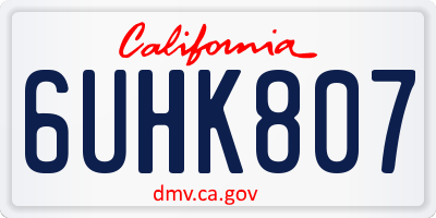 CA license plate 6UHK807