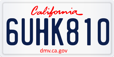 CA license plate 6UHK810