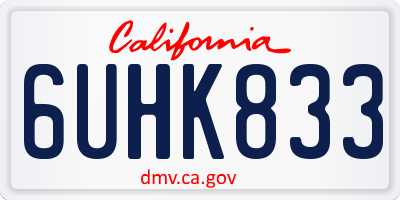 CA license plate 6UHK833