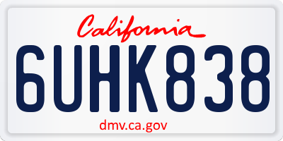 CA license plate 6UHK838