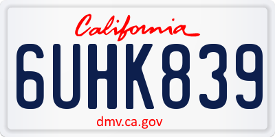 CA license plate 6UHK839