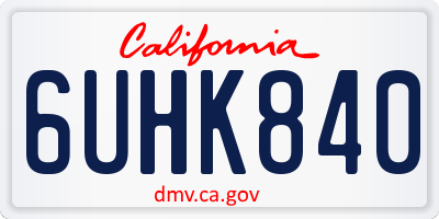 CA license plate 6UHK840