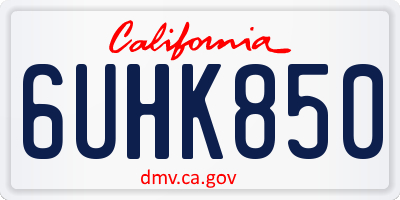 CA license plate 6UHK850