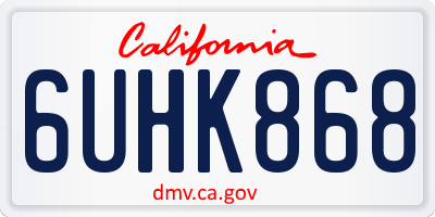 CA license plate 6UHK868