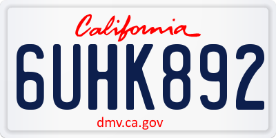 CA license plate 6UHK892