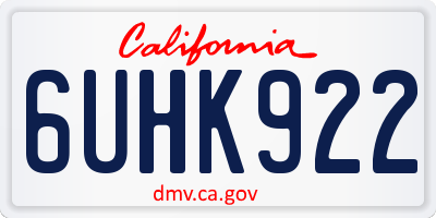 CA license plate 6UHK922