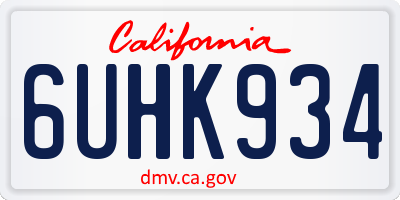 CA license plate 6UHK934