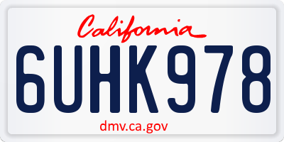 CA license plate 6UHK978