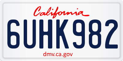 CA license plate 6UHK982