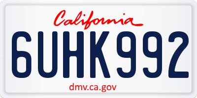 CA license plate 6UHK992