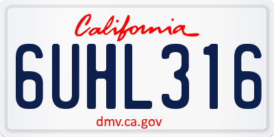 CA license plate 6UHL316