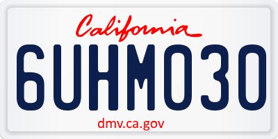 CA license plate 6UHM030
