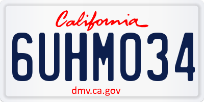 CA license plate 6UHM034
