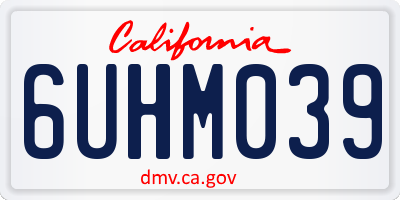 CA license plate 6UHM039