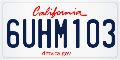 CA license plate 6UHM103