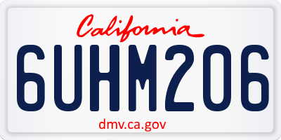 CA license plate 6UHM206