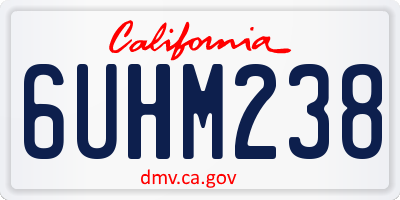 CA license plate 6UHM238