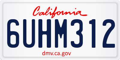 CA license plate 6UHM312