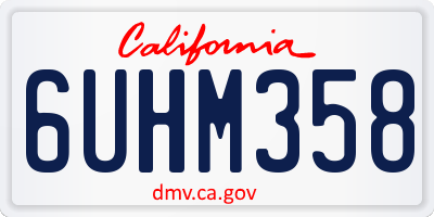 CA license plate 6UHM358