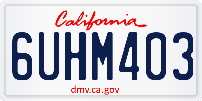 CA license plate 6UHM403