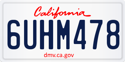 CA license plate 6UHM478
