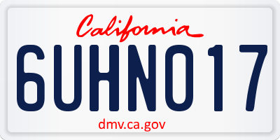 CA license plate 6UHN017