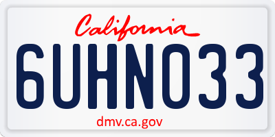 CA license plate 6UHN033