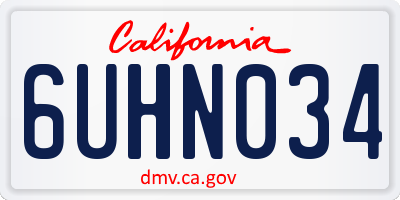 CA license plate 6UHN034