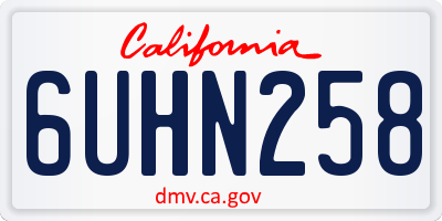 CA license plate 6UHN258