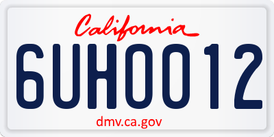 CA license plate 6UHO012