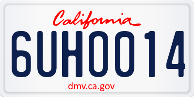 CA license plate 6UHO014