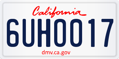 CA license plate 6UHO017